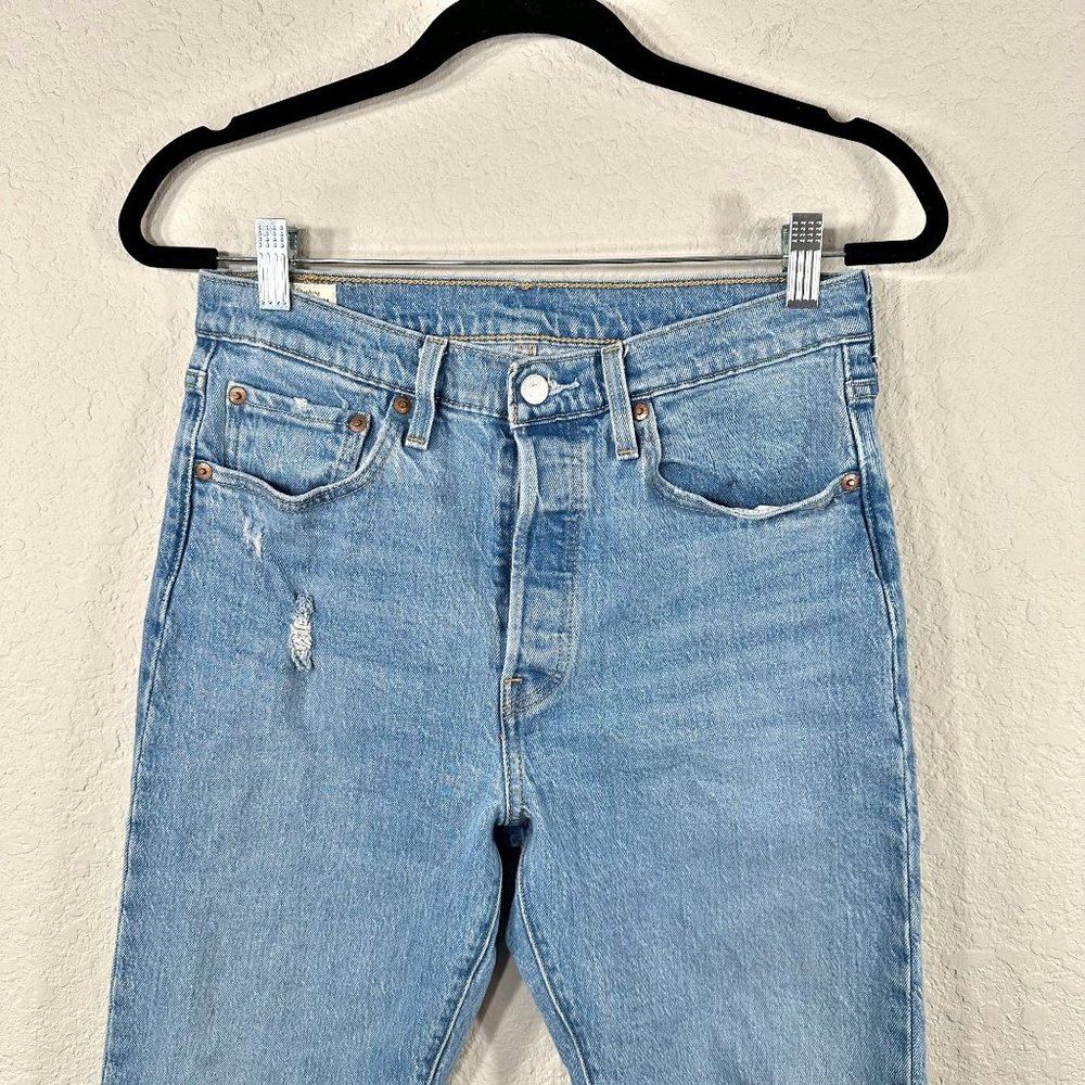 Levi's 501 Premium Skinny Medium Wash Distressed Jeans - Picture 4 of 14